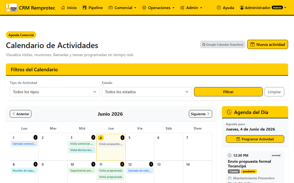Calendario interactivo de actividades